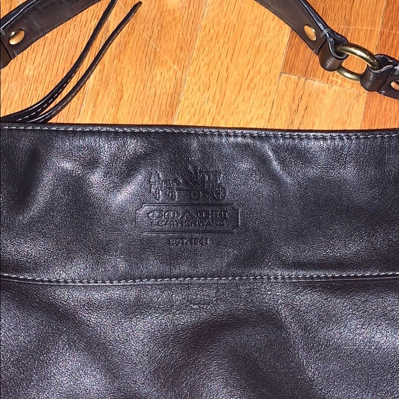 Rare Vintage COACH XXL black leather luxury travel purse bag buckle silk lining - Picture 2 of 6